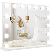 Specchio cosmetico a LED, 3 modalit¨¤ di illuminazione, dimmerabile, controllo touch, USB, 58x48 cm, bianco