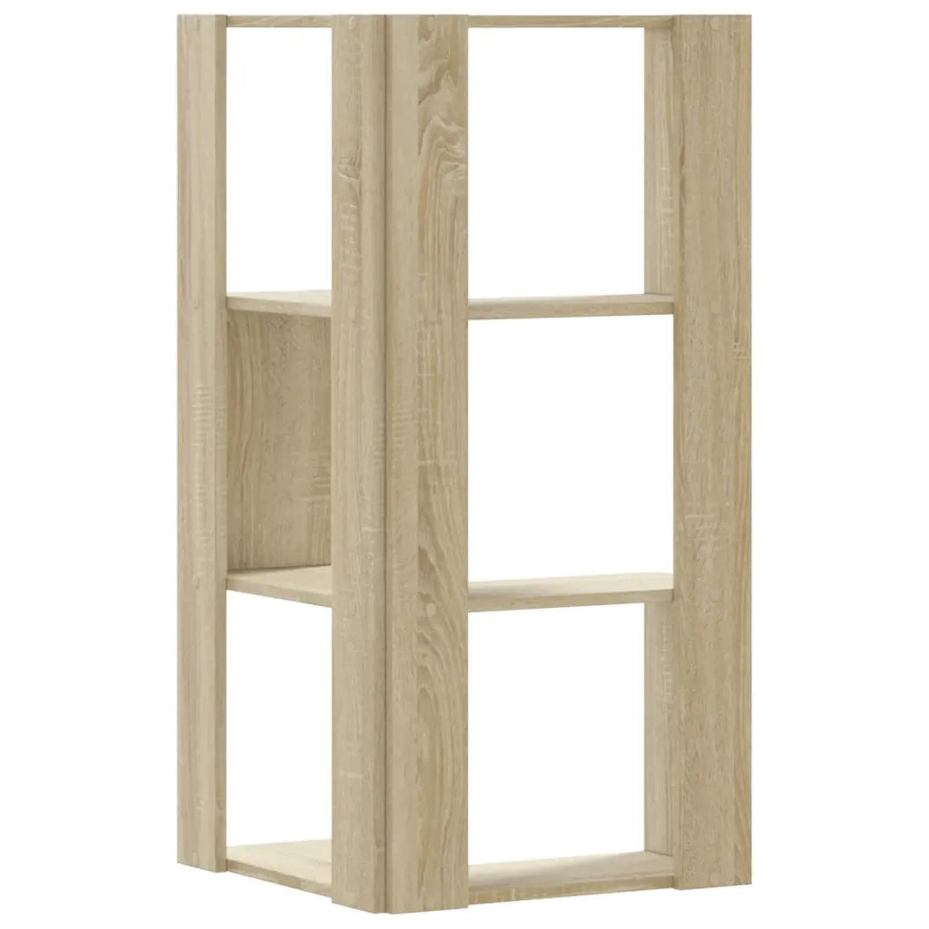 Libreria Angolare 3 Ripiani-Scaffale per Libri-Mobile di Stoccaggio Rovere Sonoma 50x50x102 cm Legno
