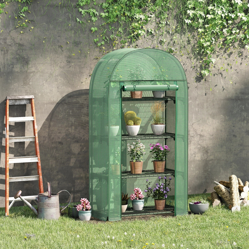 Serra da giardino e balcone ¨C zephmum ¨C verde, 4 ripiani, copertura in PE, 80x49x160 cm