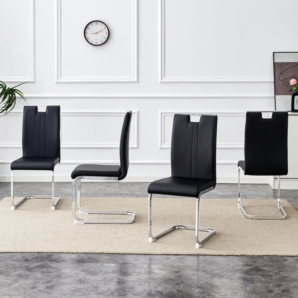 Set di 4 sedie nere in PU, design ad arco per interni moderni e industriali