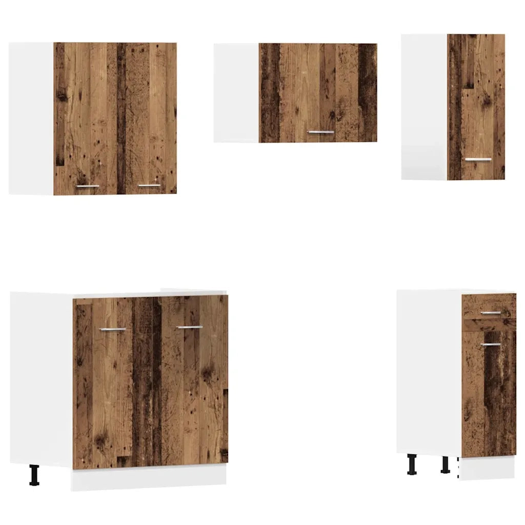 Set di Mobili da Cucina 11 pz Legno Antico in Truciolato