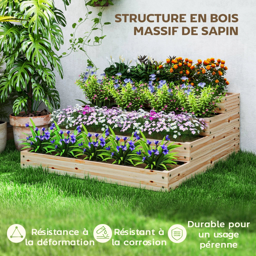 Casetta da giardino 4 livelli per orto ¨C zephmum ¨C 113x113x46 cm legno naturale