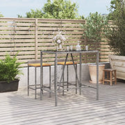 Tavolo da Bar con Piano in Vetro Grigio 110x70x110cm Polyrattan 362589