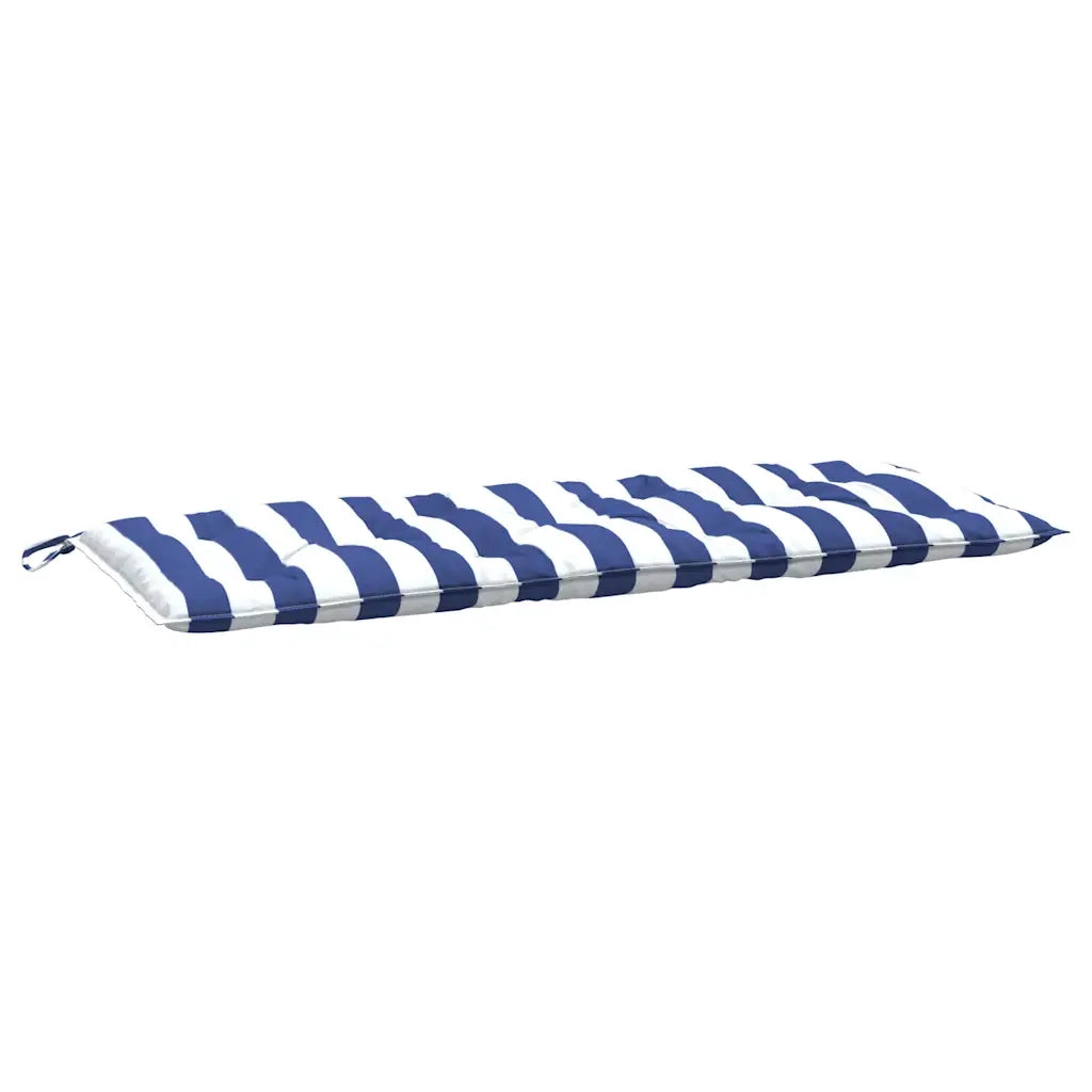 Cuscini Panca Giardino 2pz Righe Bianche Blu 120x50x7cm Tessuto 361690
