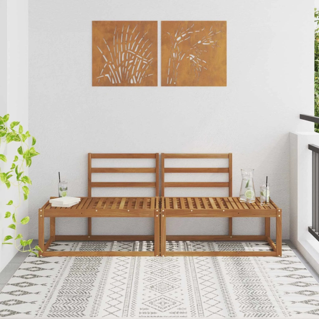 Divano da Esterno 2 Pezzo-Divano da Giardino-Divano componibile Naturale 182,5 x 63 x 73 cm