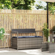 Panca Portaoggetti da Giardino con Cuscino-Sgabello-Panca con Contenitore Grigio in Polyrattan 559631