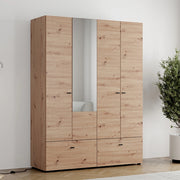 Armadio Camera da Letto Spigno, Guardaroba Grande 2 Ripiani, 155x208h cm Marrone Rovere Nodi