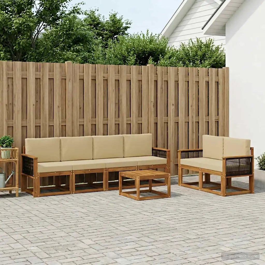 Set di divani da esterno con cuscino 6 pcs Naturale 3385014