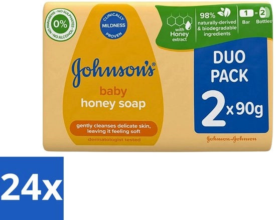 24 x Sapone per Bambini con Miele - 2 x 90 g - Pulizia della Pelle dei Bambini - Sapone con Miele - Pelle Sensibile - Sapone Zucchero - Sensibile Pelle - Sapone Zucchero - Testato da Dermatologi