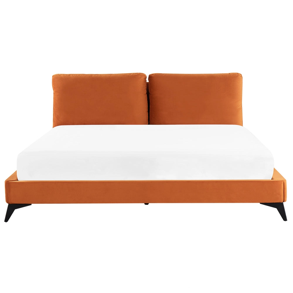 Letto imbottito moderno in velluto di colore arancione 180 x 200 cm moderno elegante