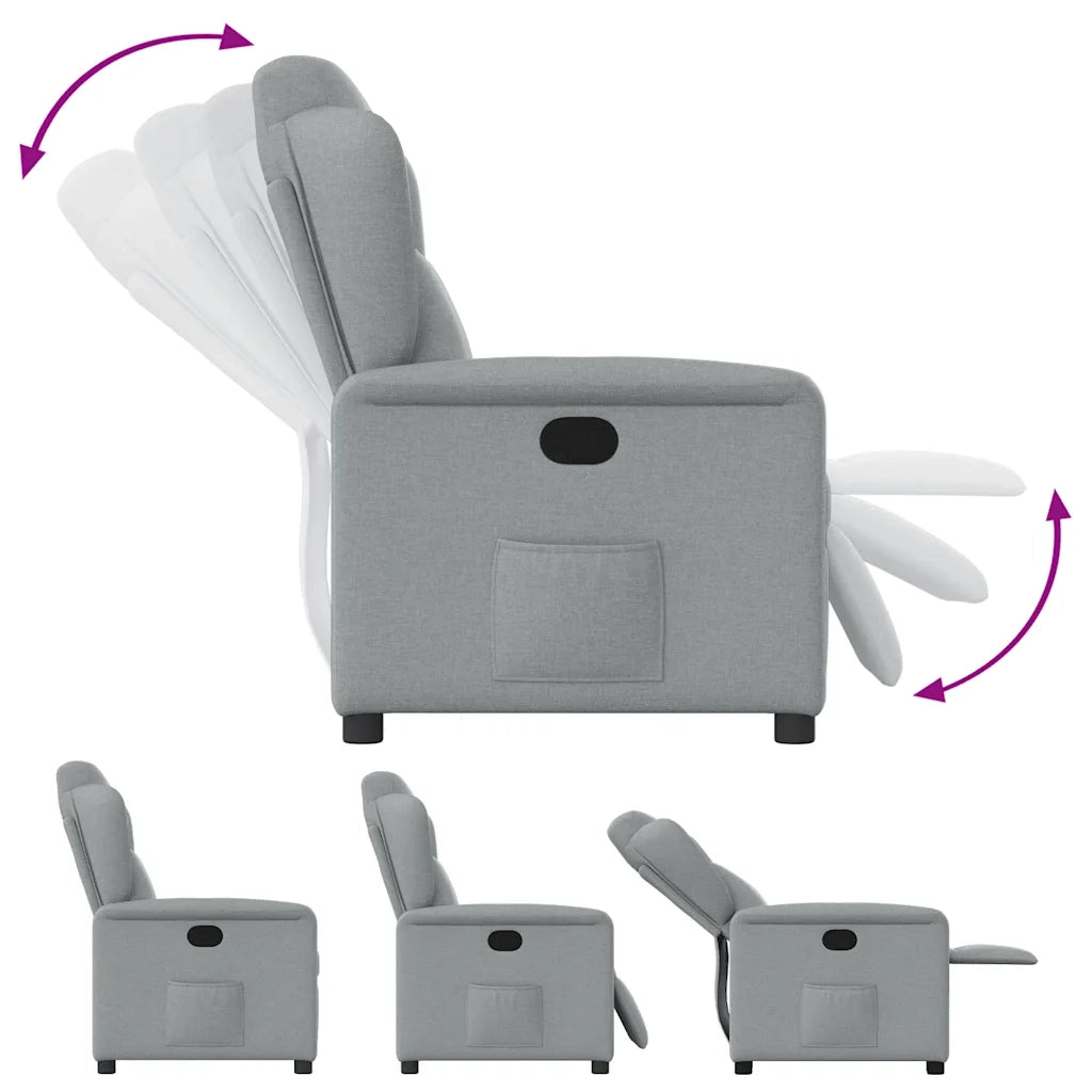 Divano Sedia-Poltrona Reclinabile in Tessuto Grigio Chiaro 885930