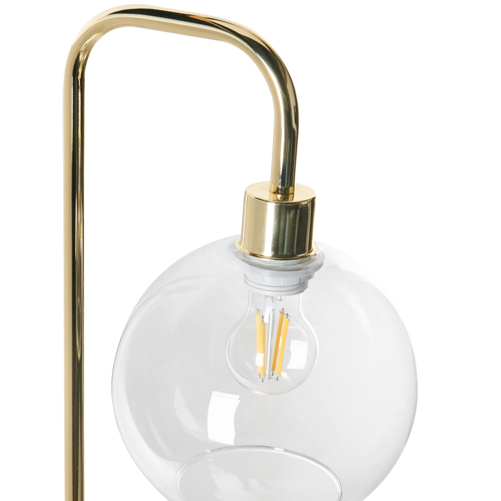 Lampada da terra con base in metallo dorato e paralume in vetro in stile moderno per soggiorno e camera da letto