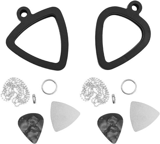 Set di plettro per chitarristi con catena di plettro e custodia per chitarra elettrica, basso e ukulele