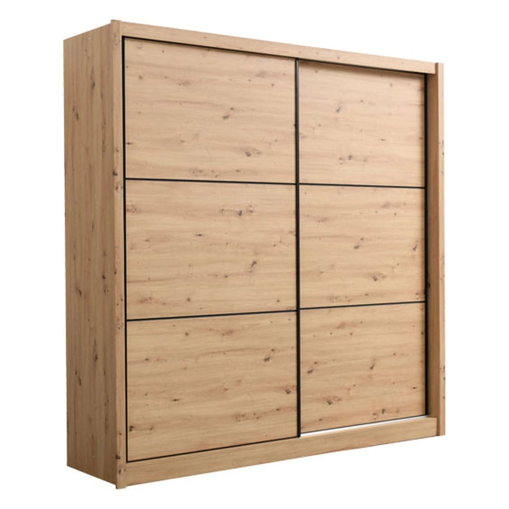 Armadio Camera da Letto Dugnano, Guardaroba Grande Appendiabiti, 213x215.5h cm Marrone Rovere Nodi