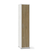 Armadio mobile colonna 1 anta 39x41x182h cm in kit colore Ossido bianco e Noce Stelvio