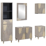 Set di Armadi da Bagno 5 pcs Grigio Legno di mango massello