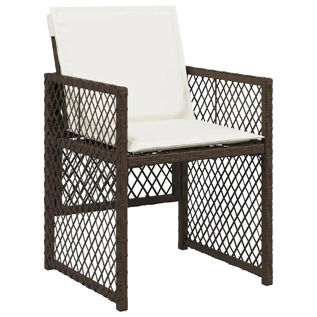 Set da Pranzo da Giardino 15 pz con Cuscini Marrone Polyrattan 3210813