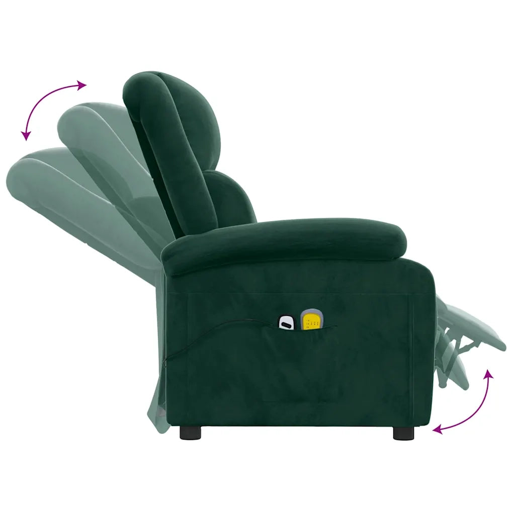 Divano Sedia-Poltrona Massaggiante Elettrica Verde Scuro in Velluto