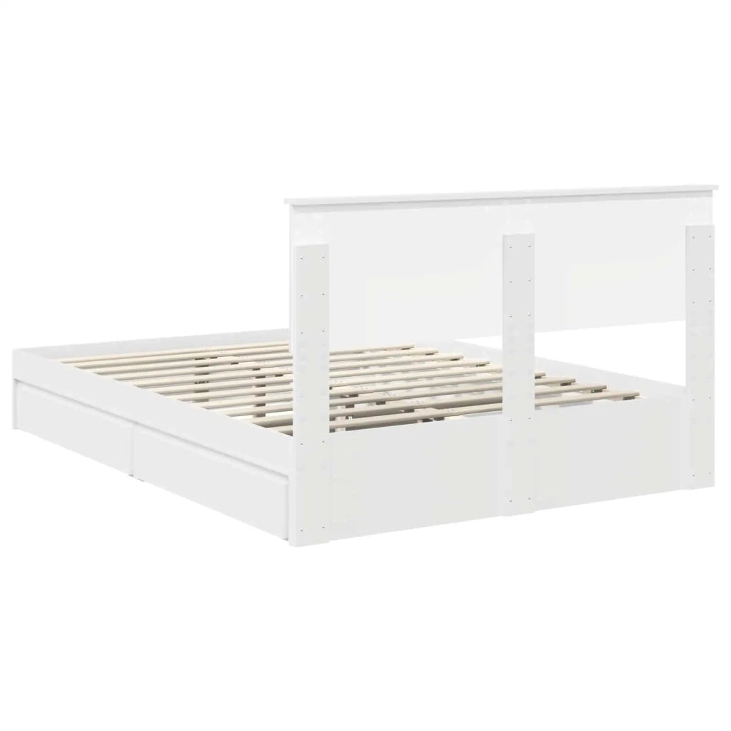 Letto con Contenitore Bianco 160 x 200 cm Legno multistrato 3408438