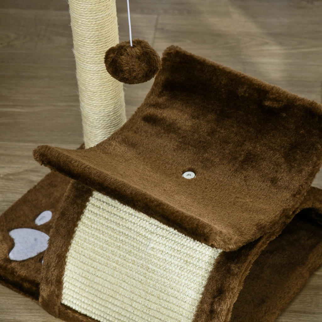 EasyComfort Tiragraffi Gatto Albero Tira Graffi Gioco Giocattolo per Gatti con Cuccia 2 Palline Appese in Sisal Naturale Altezza 43cm