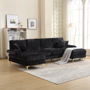 DIVANO SEZIONALE U 272x136x88 cm Chenille Nero