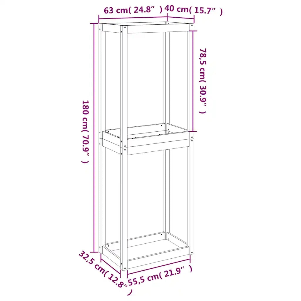 Portapneumatici 63x40x180 cm in Legno Massello di Pino CFW5183517