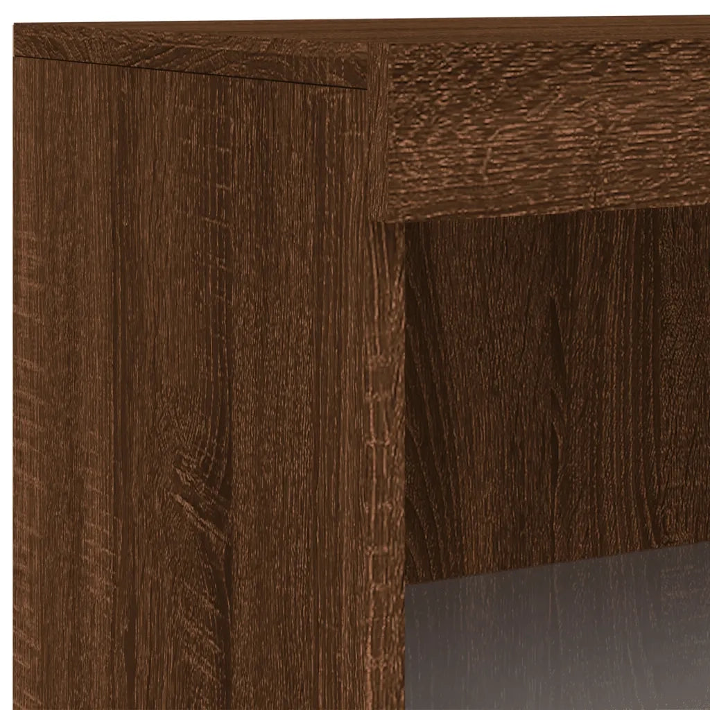 Credenza | Madia | Buffet da pranzo | Armadio da pranzo con Luci LED Rovere Marrone 60,5x37x100 cm