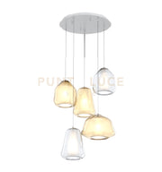 SOSPENSIONE BIANCO 5 LUCI TONDA VETRI (ALPHA AM) (BETA TR + AM) (GAMMA TR + AM) 1176BI-S5 T ABG-TA