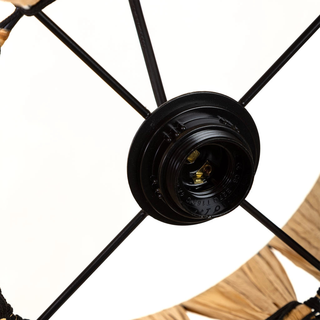 Lampada da soffitto in rafia e metallo marrone 41x41x31h cm