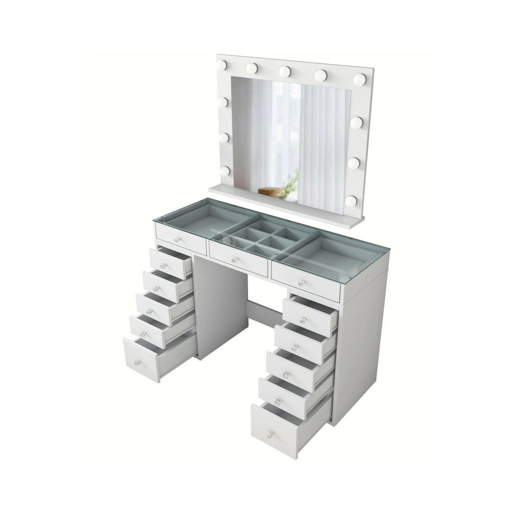Alkarb, Cassettiera 13 Cassetti, 44.5x120x79.8h cm Bianco
