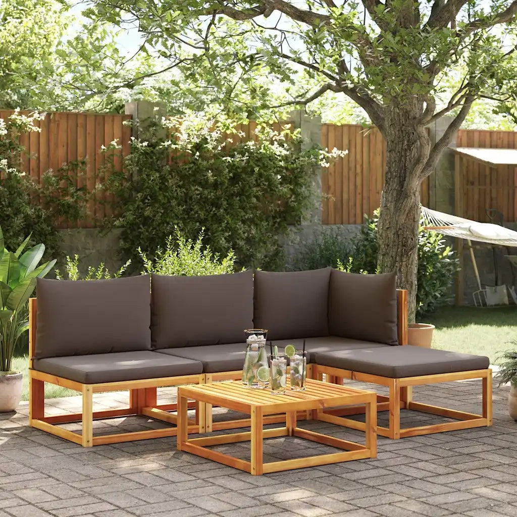 Divano da giardino senza braccioli con Cuscini-Sofa da Giardino-Divano da esterno in legno di acacia e rattan 405691