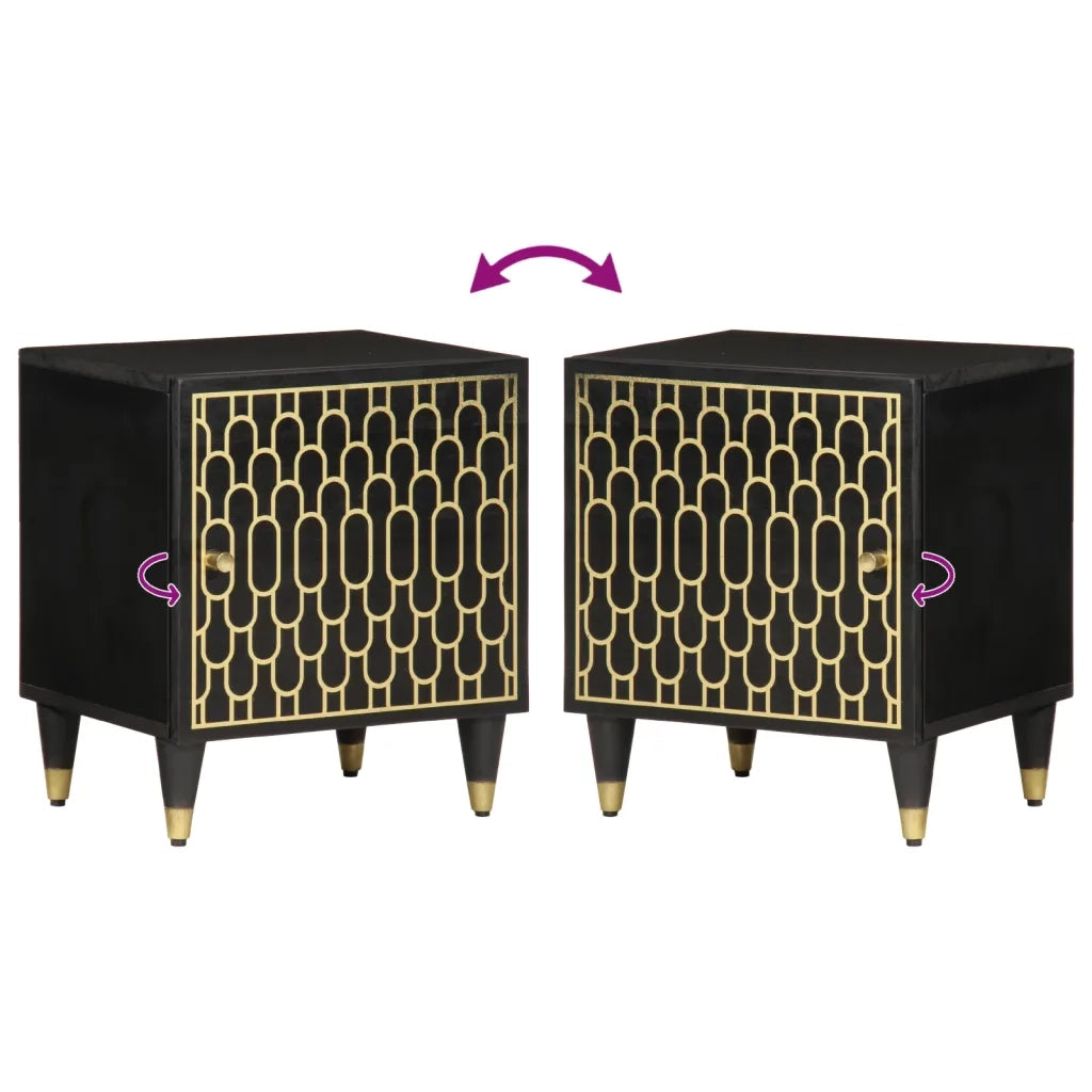 Comodini 2pz-Set di 2 Tavolino da notte 40x33x46 cm in Legno Massello di Mango 210256