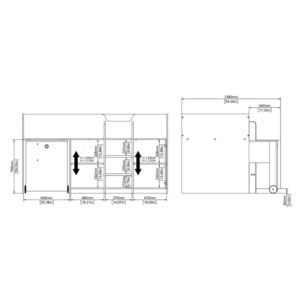Lamedani, Composizione Camera da Letto Dimensione Materasso 90x200 cm, 203x104x111h cm Bianco