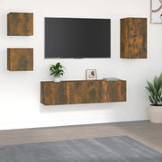 Set di Mobili Porta TV 5 pz Rovere Fumo in Legno Multistrato 3120275
