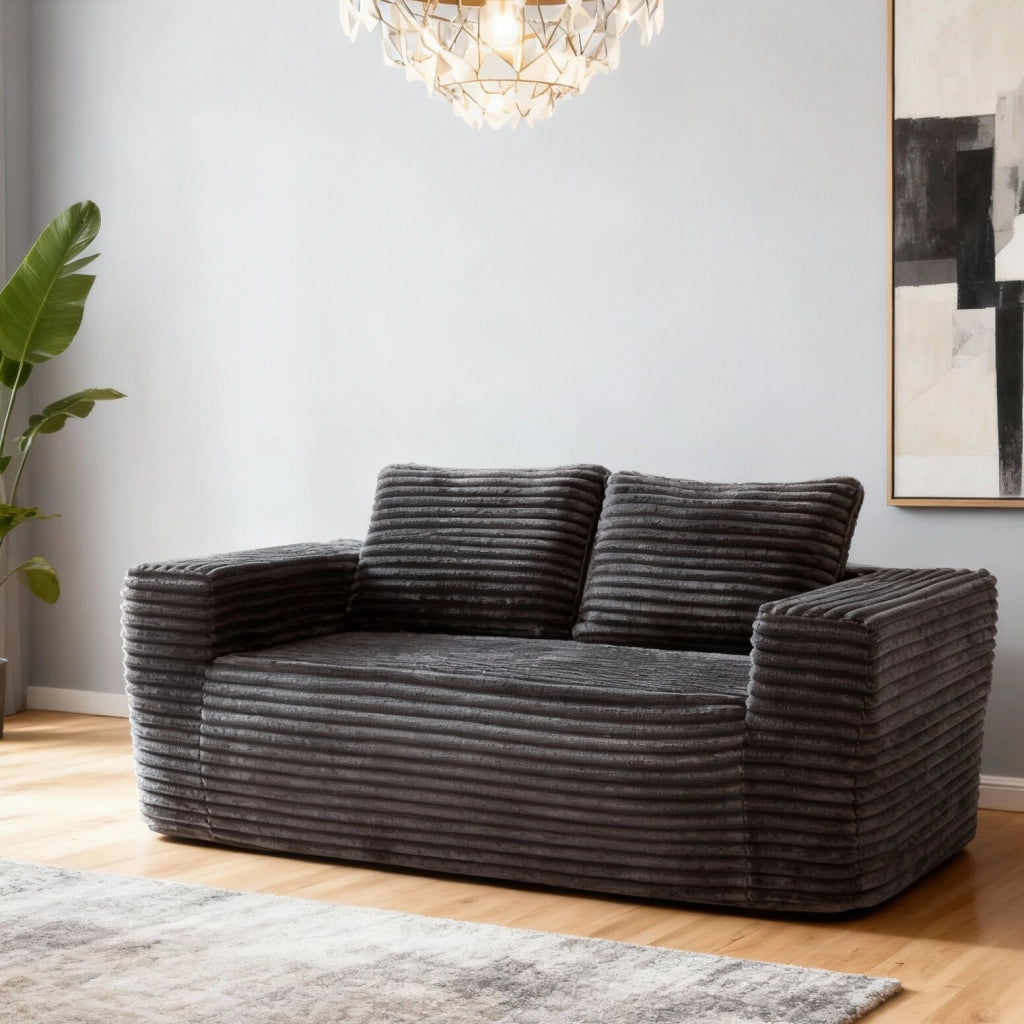 Divano 2 Posti Senza Montaggio in Tessuto Velluto a Coste ¨C MINIMAL ¨C Grigio