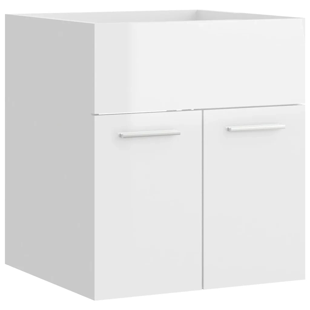 Set Mobili da Bagno Bianco Lucido in Legno Multistrato