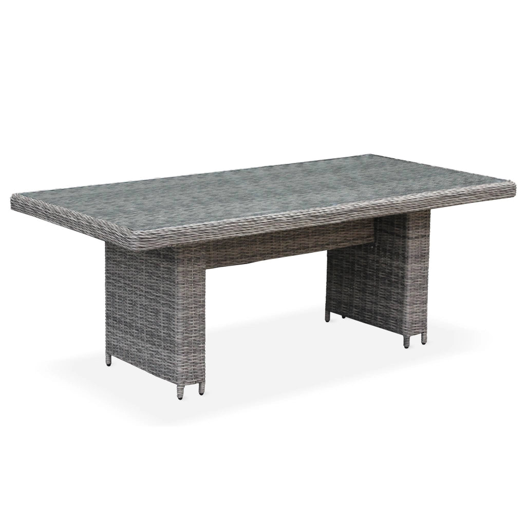 Set tavolo da giardino in resina arrotondata con 6 poltrone, grigio