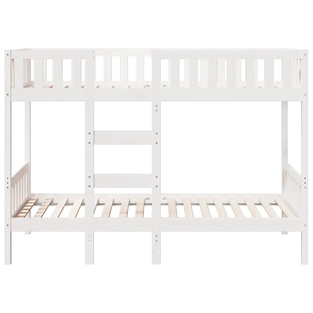 Letto a Castello Bianco 90x190 cm in Legno Massello di Pino
