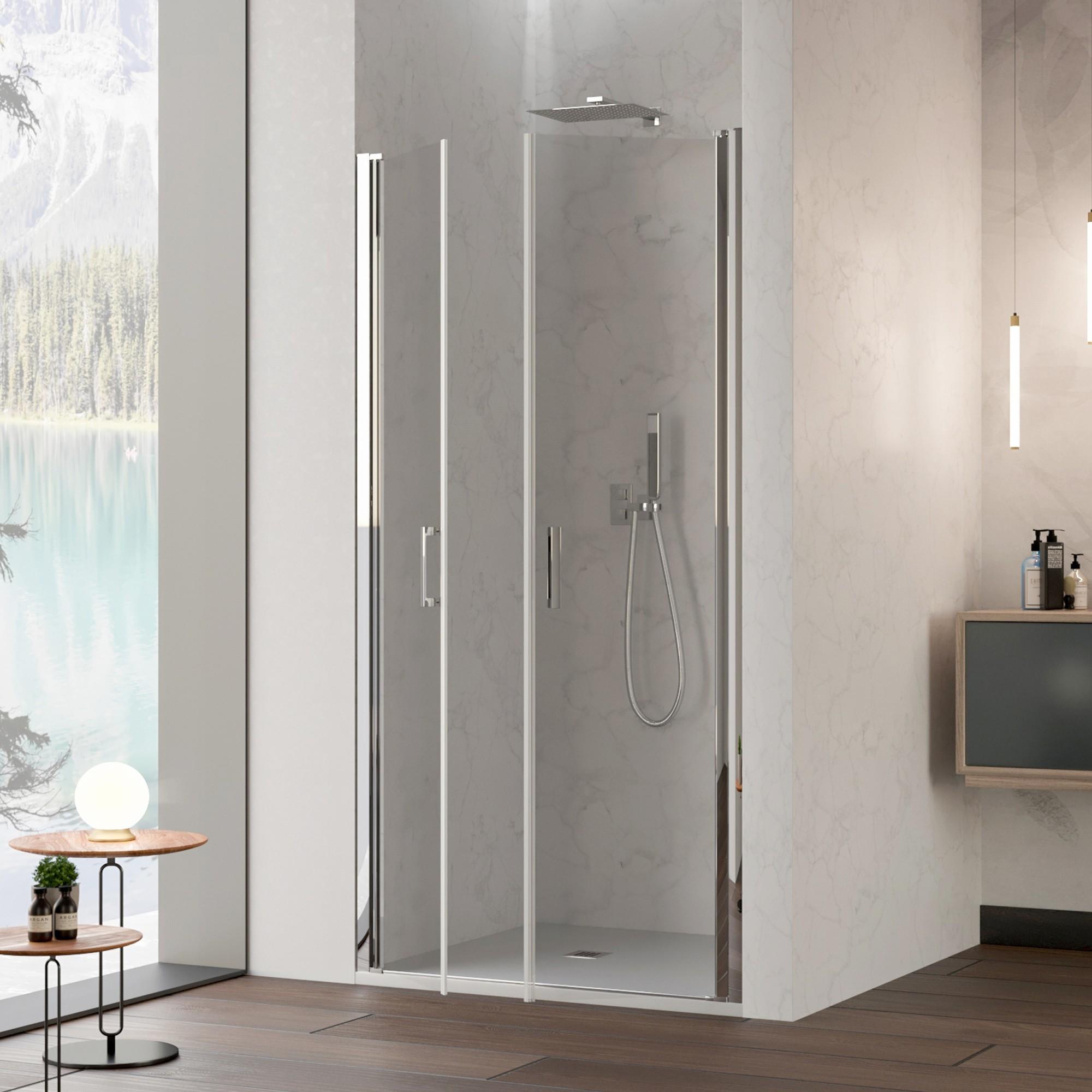 Porta Parete Doccia 70 cm 2 Ante Saloon in Cristallo Trasparente 6mm H195 Bonussi Julia