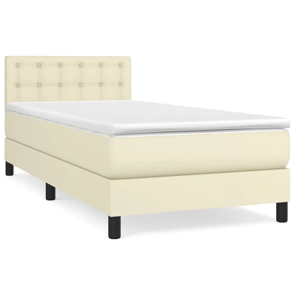Giroletto a Molle con Materasso-Struttura Letto con Materasso Crema 100x200 cm in Similpelle 861956