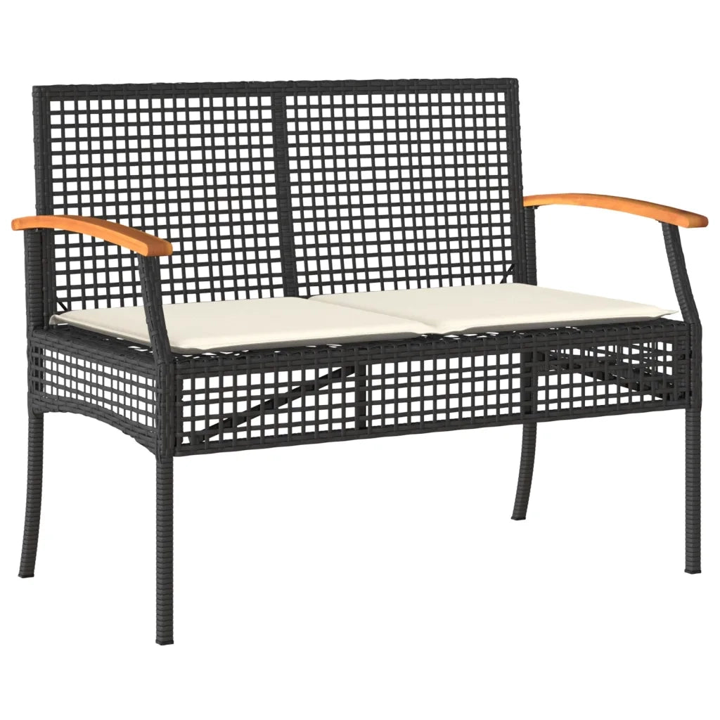 Set da Pranzo da Giardino 5 pz Nero con Cuscini in Polyrattan 3213568