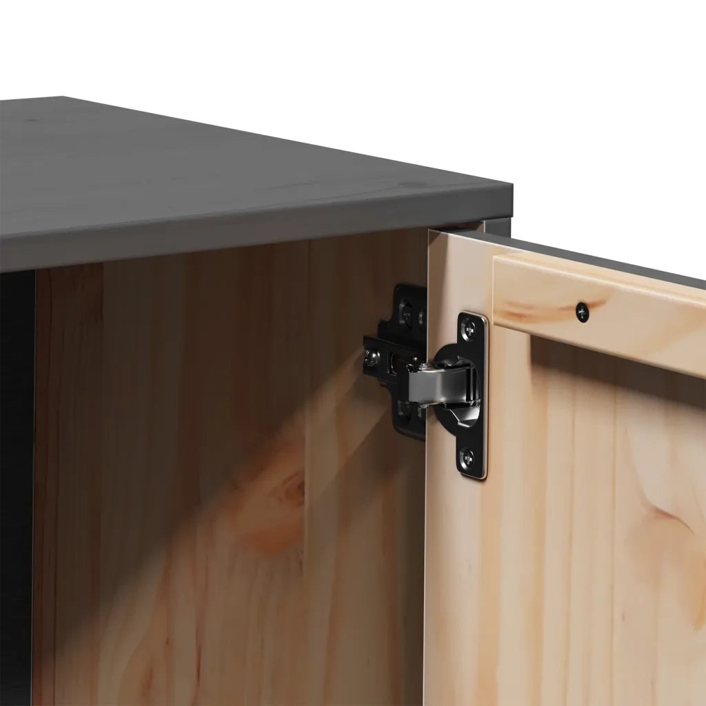 Mobile Porta TV Grigio 80x34x40 cm in Legno Massello di Pino 818232