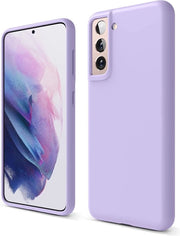 Hoes Compatibile con Samsung Galaxy S21, Silicone Premium, Protezione Completa del Corpo: 3 Strati di Caso Resistenti allo Shock (Lavanda)