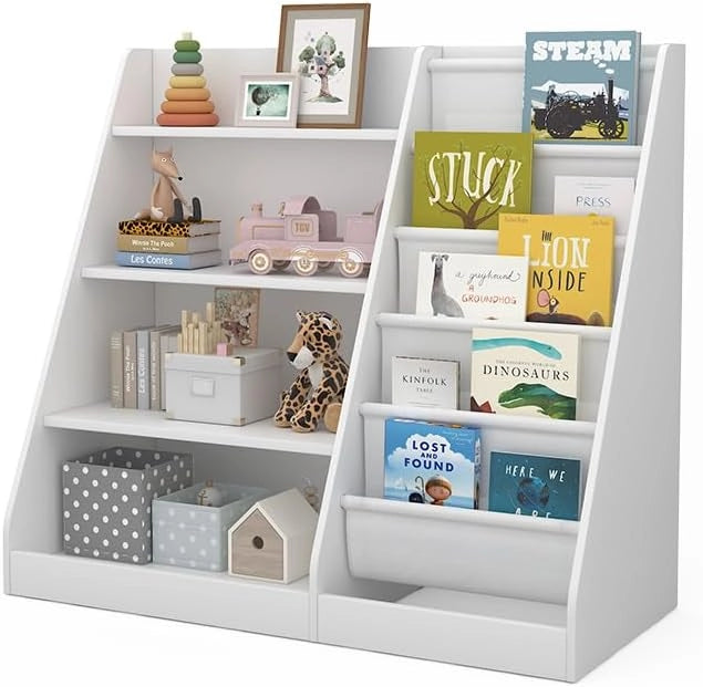 Scaffale per bambini Conny, Bianco, 90 x 80.5 cm con ampi ripiani, combinabile per riporre giocattoli e libri