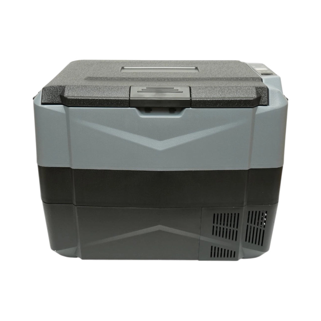 Frigorifero per auto 45L con compressore 12V-24V-220V, 60W, display LCD, doppia zona di raffreddamento, USB 630x390x490mm