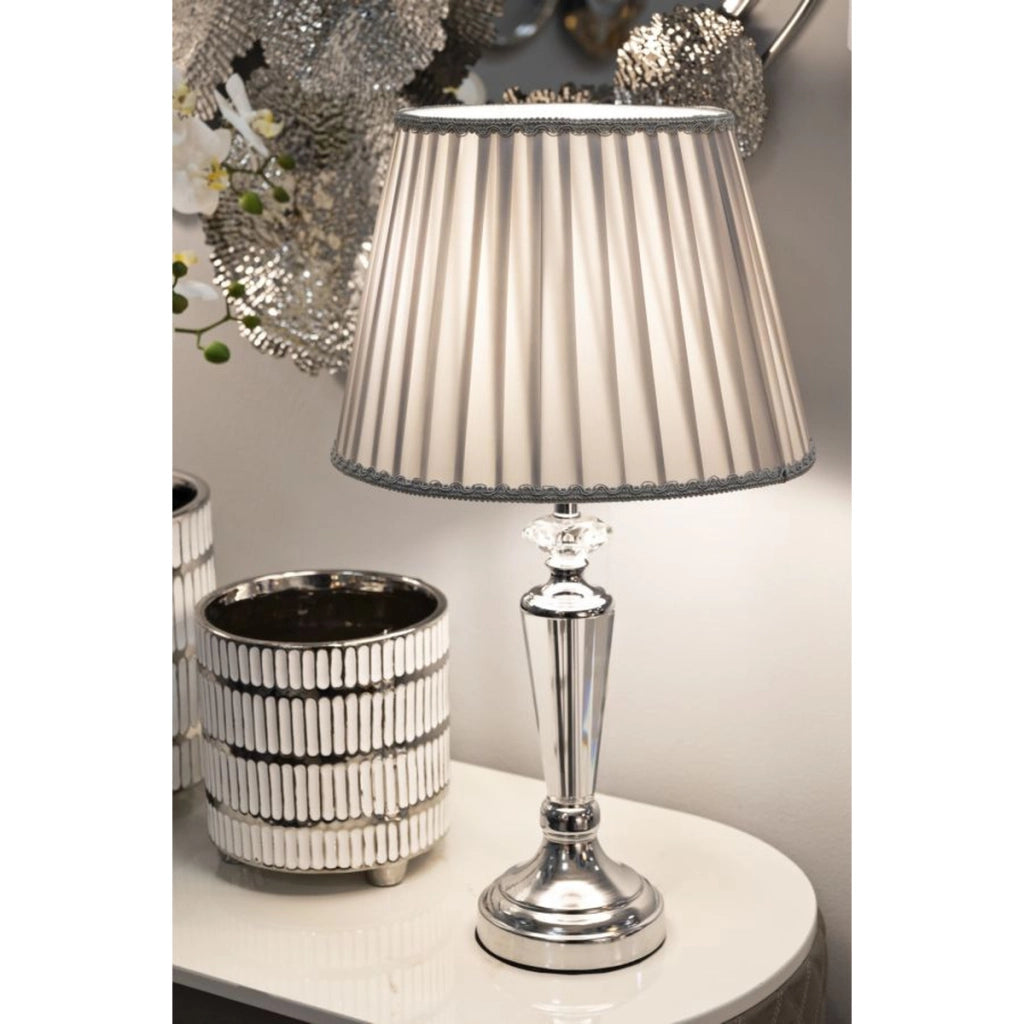 Lampada da Tavolo VKH155, Argento, Metallo, 30x30x56 cm