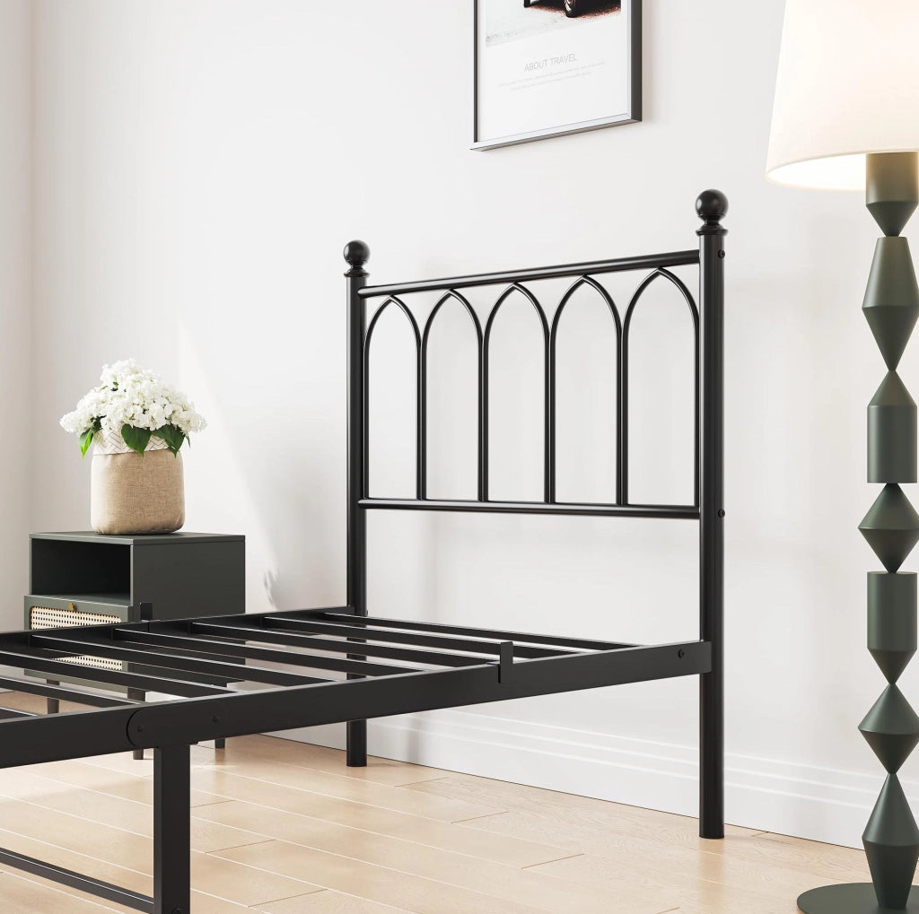 Struttura letto singolo in metallo 90x200 cm con testiera alta; nero