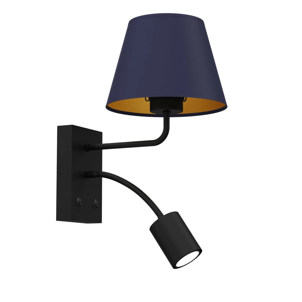 Applique da parete Arden nera/blu 2 luci E27 GU10 Luminex