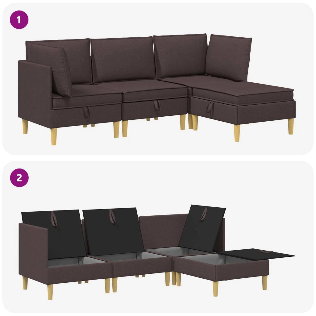 Set di mobili per il soggiorno 4 pcs Marrone Scuro Tessuto 3413695