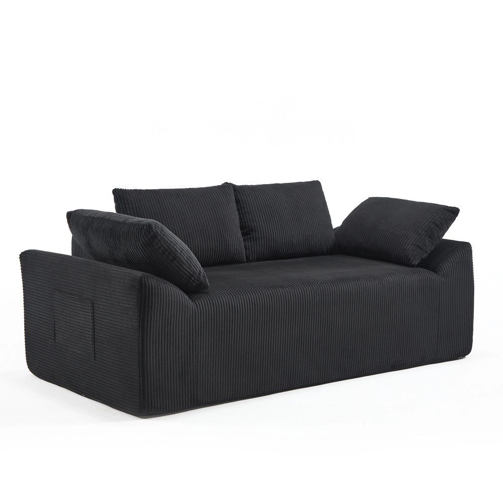 Divano piccolo imbottito con braccioli ¨C Minimal ¨C Nero velluto, senza montaggio